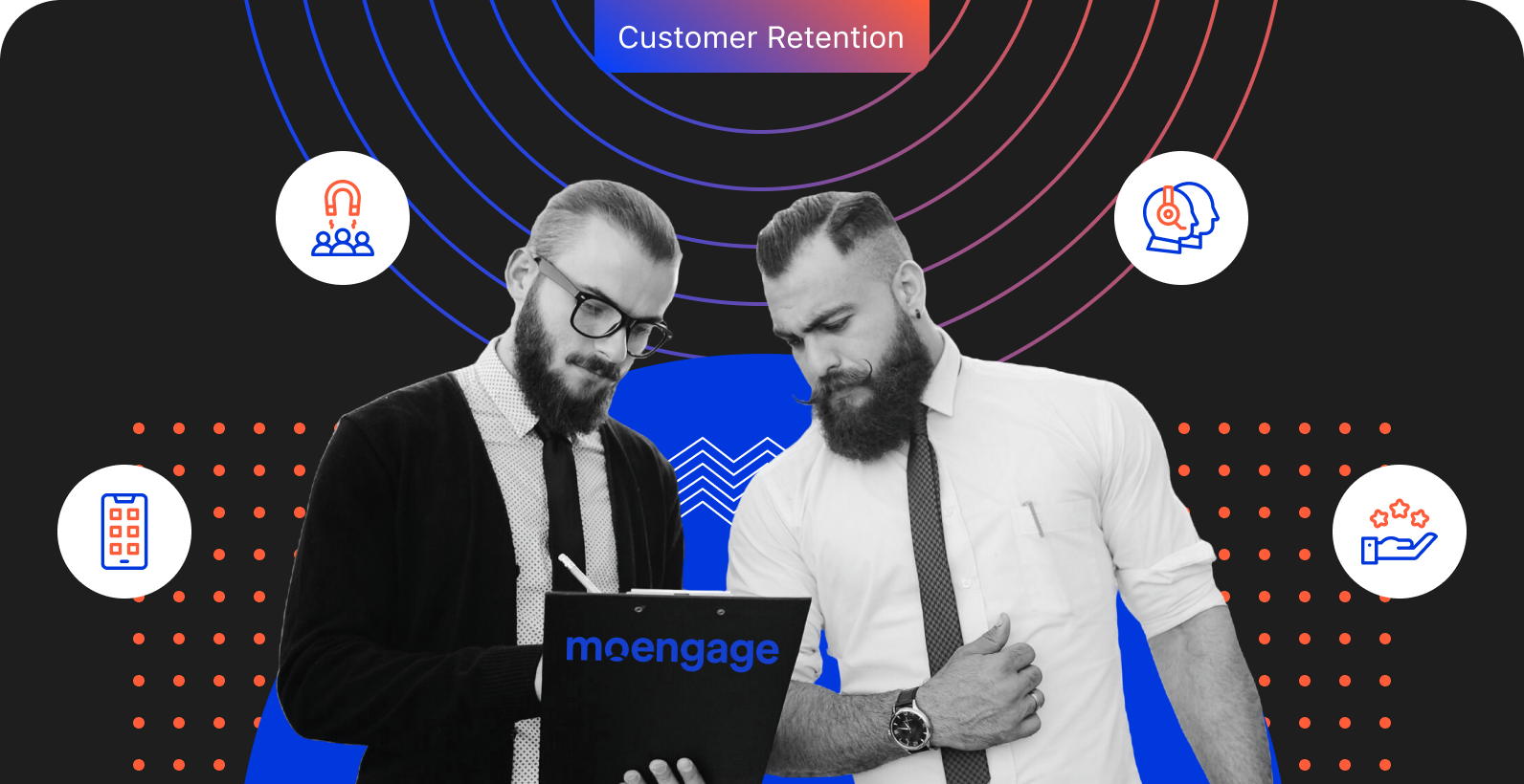 A visual representation of customer retention strategies powered by MoEngage.